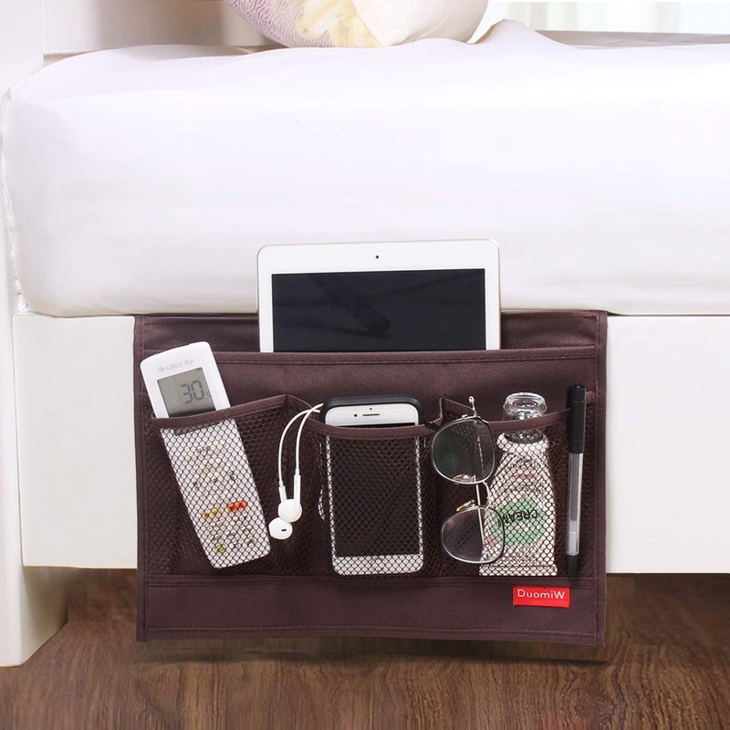 DuomiW Bedside Storage Organizer, Bedside Caddy, Table Cabinet Storage Organizer, TV Remote Control, Phones, Magazines, Tablets, Accessories (Brown) - Image 3
